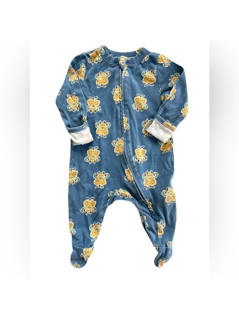 🩵 4/$20 Old Navy Blue and‎ Yellow Monster Footed Sleeper
